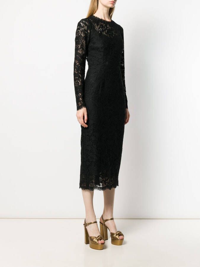 Dolce & Gabbana Jurk met bloemenkant Zwart