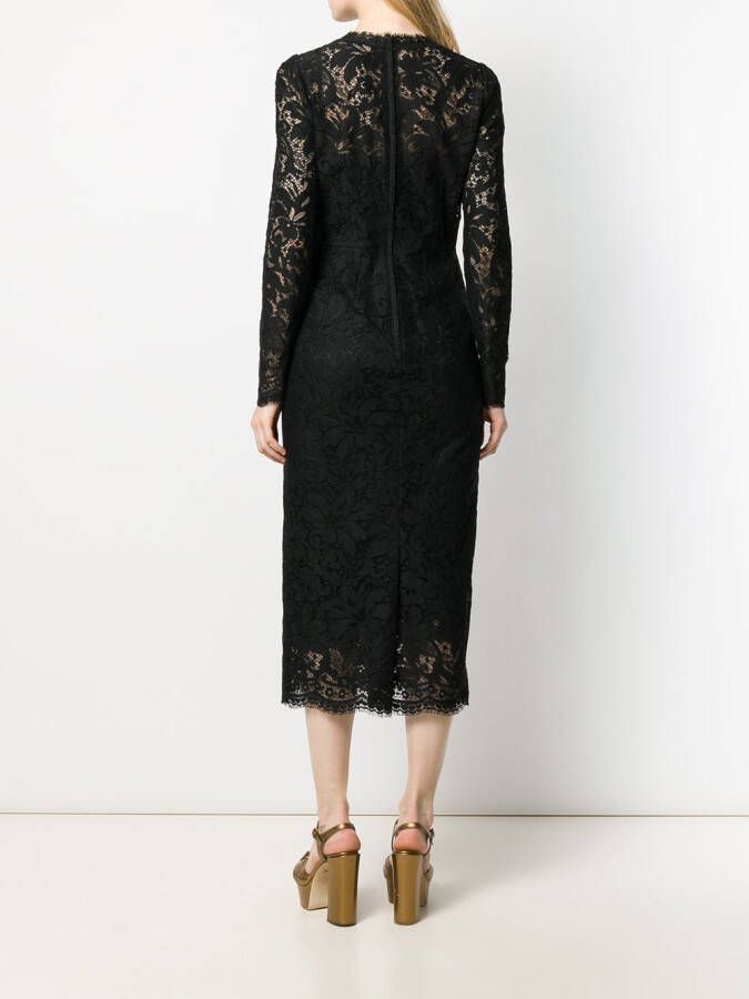 Dolce & Gabbana Jurk met bloemenkant Zwart