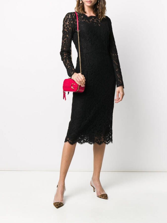 Dolce & Gabbana Jurk met bloemenkant Zwart