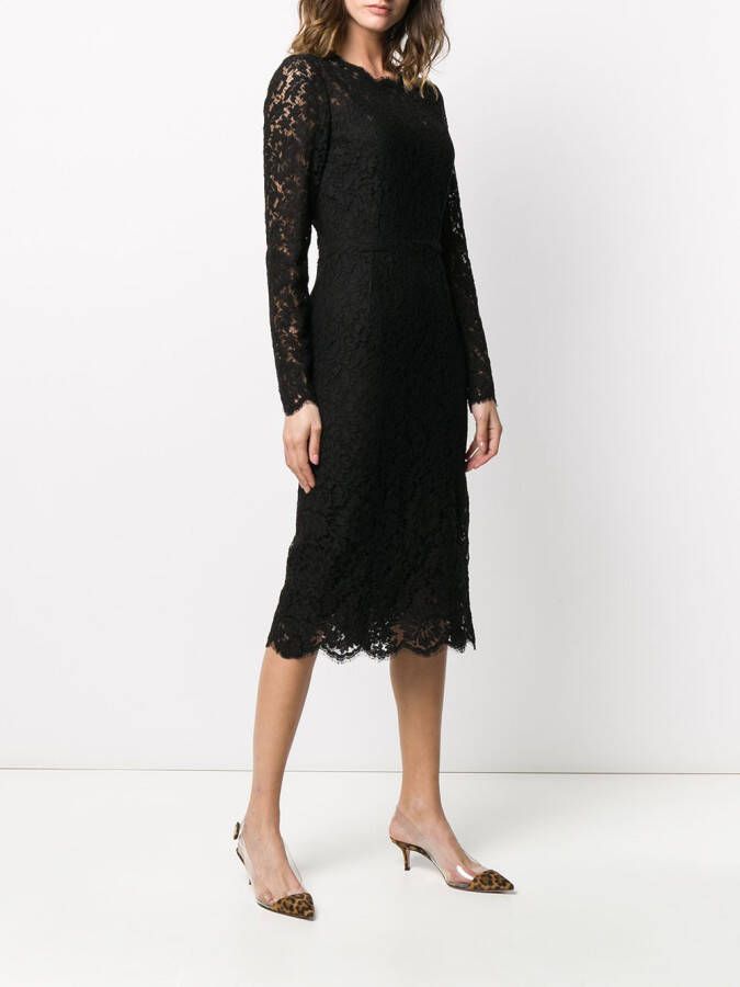 Dolce & Gabbana Jurk met bloemenkant Zwart