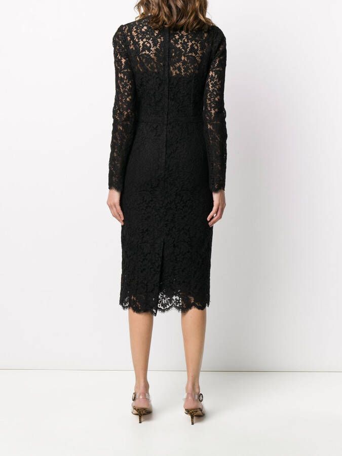 Dolce & Gabbana Jurk met bloemenkant Zwart