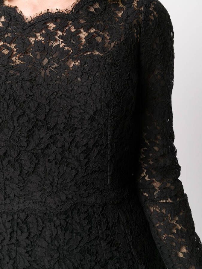 Dolce & Gabbana Jurk met bloemenkant Zwart
