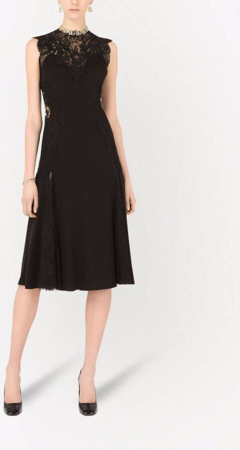 Dolce & Gabbana Midi-jurk met kant Zwart