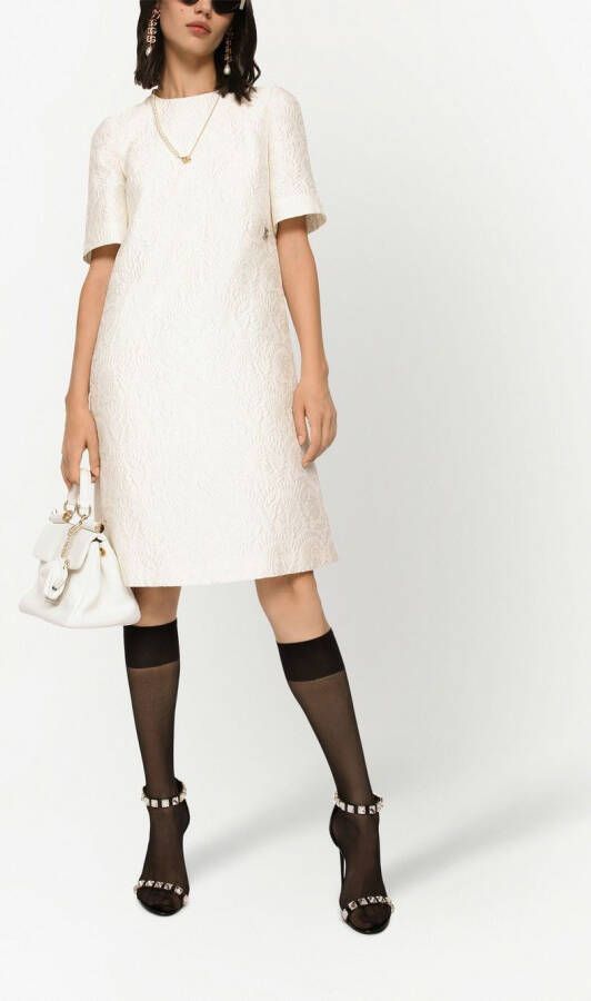 Dolce & Gabbana Midi-jurk met bloemen jacquard Wit