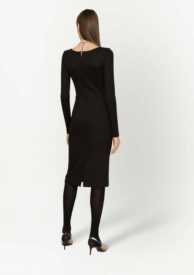 Dolce & Gabbana Midi-jurk met DG-logo Zwart