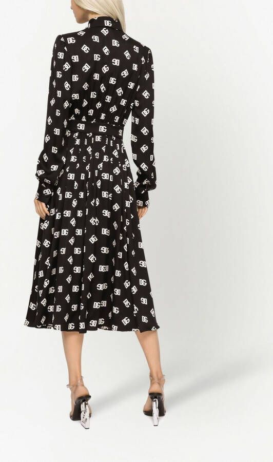 Dolce & Gabbana Midi-jurk met logoprint Zwart