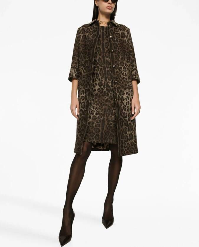 Dolce & Gabbana Jurk met luipaard jacquard Bruin