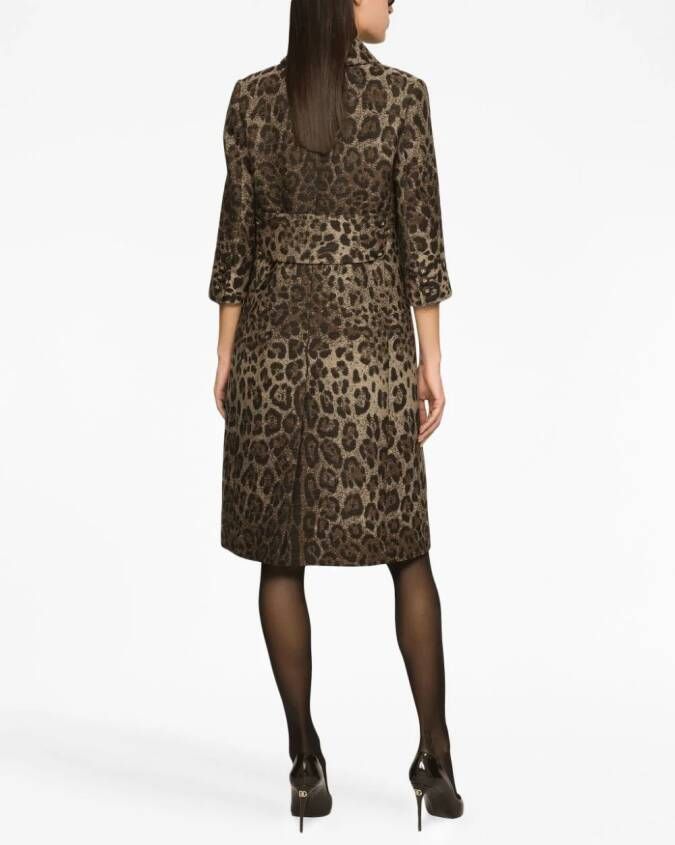 Dolce & Gabbana Jurk met luipaard jacquard Bruin