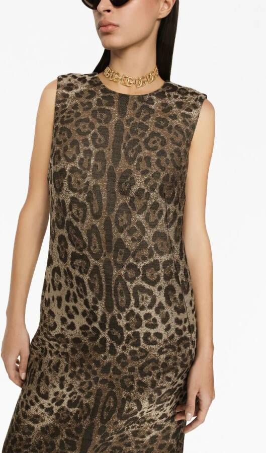 Dolce & Gabbana Jurk met luipaard jacquard Bruin