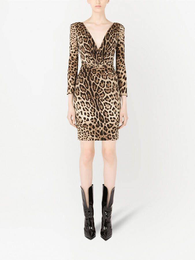 Dolce & Gabbana Jurk met luipaardprint Beige