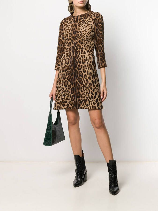 Dolce & Gabbana Jurk met luipaardprint Beige