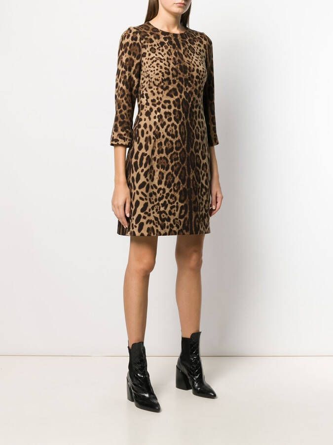 Dolce & Gabbana Jurk met luipaardprint Beige