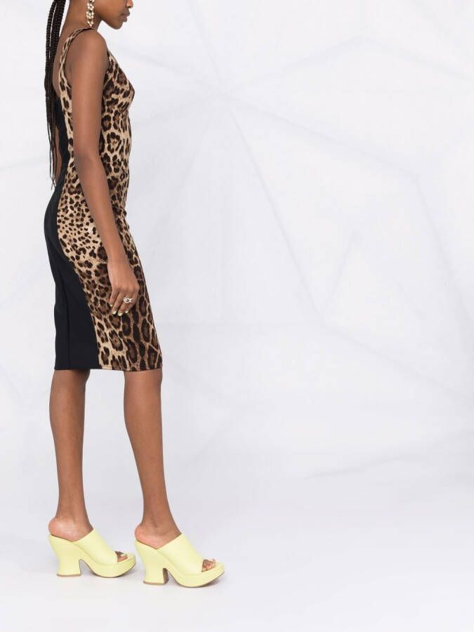 Dolce & Gabbana Midi-jurk met luipaardprint Beige