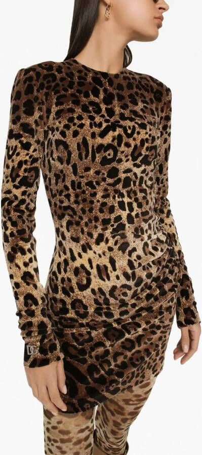 Dolce & Gabbana Jurk met luipaardprint Bruin