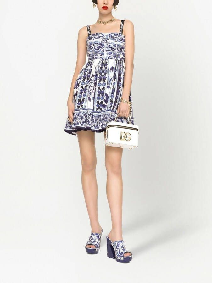 Dolce & Gabbana Bandeau mini-jurk met print Blauw