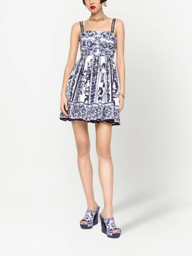 Dolce & Gabbana Bandeau mini-jurk met print Blauw