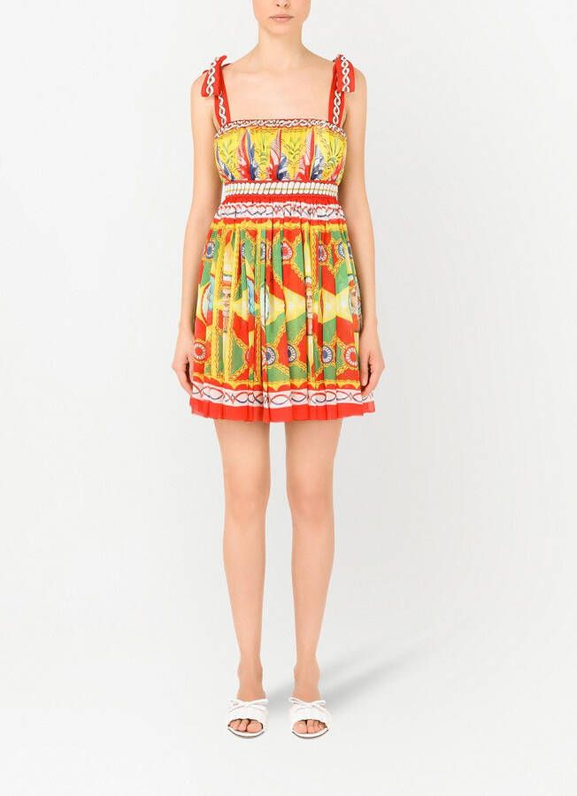 Dolce & Gabbana Chiffon mini-jurk met print Geel