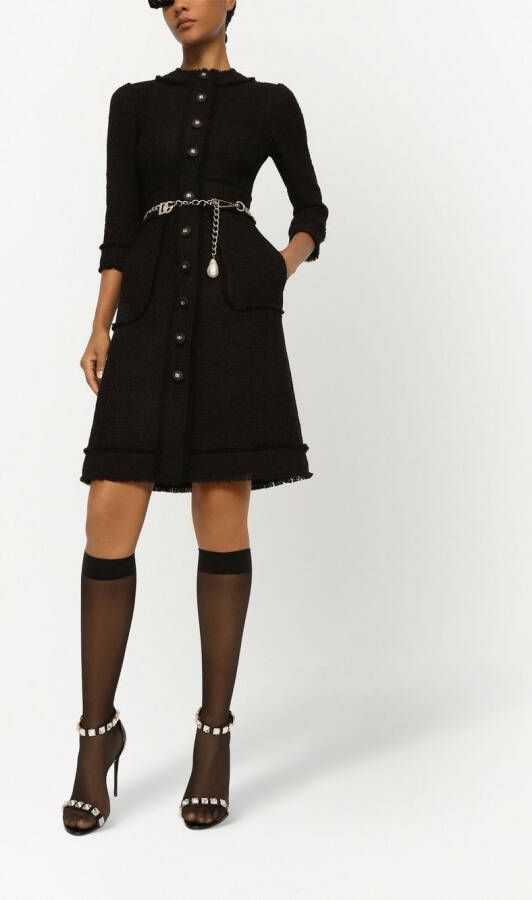 Dolce & Gabbana Tweed midi-jurk Zwart