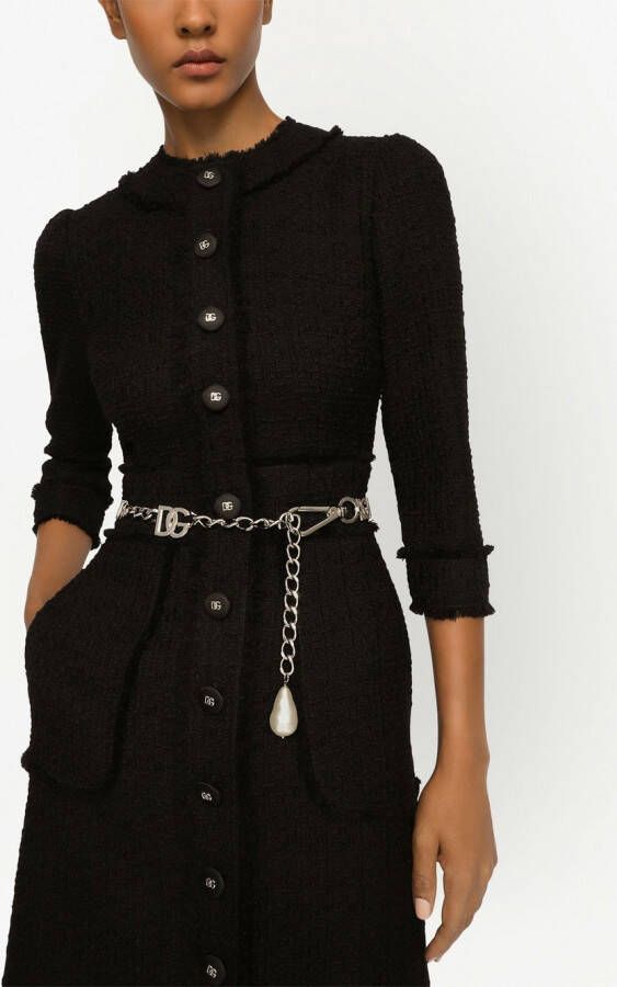Dolce & Gabbana Tweed midi-jurk Zwart