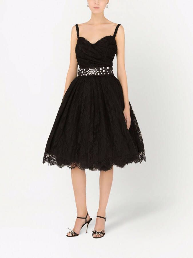 Dolce & Gabbana Mini-jurk met kant en sweetheart hals Zwart