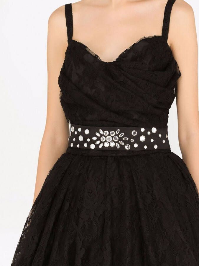 Dolce & Gabbana Mini-jurk met kant en sweetheart hals Zwart