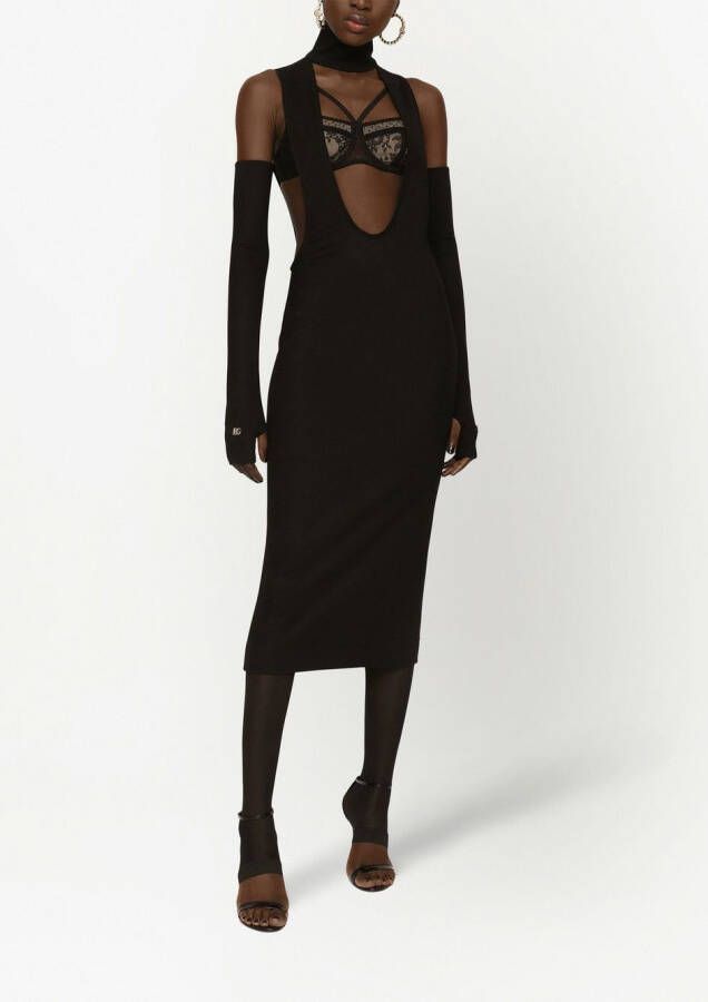 Dolce & Gabbana Uitgesneden midi-jurk Zwart