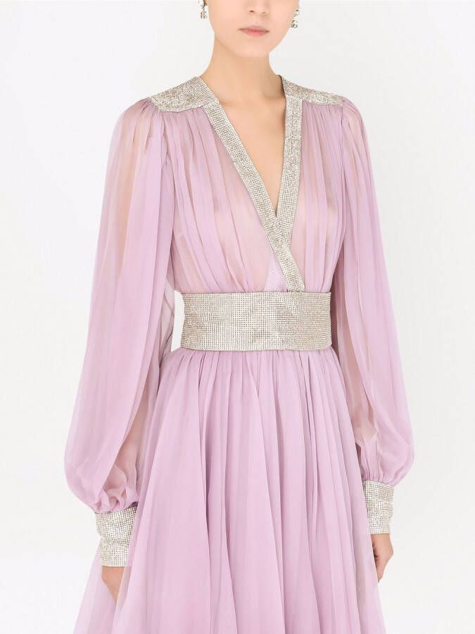 Dolce & Gabbana Chiffon mini-jurk met V-hals Paars