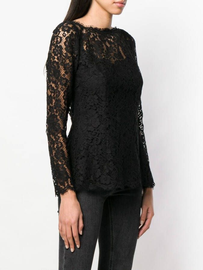 Dolce & Gabbana kanten blouse met lange mouwen Zwart