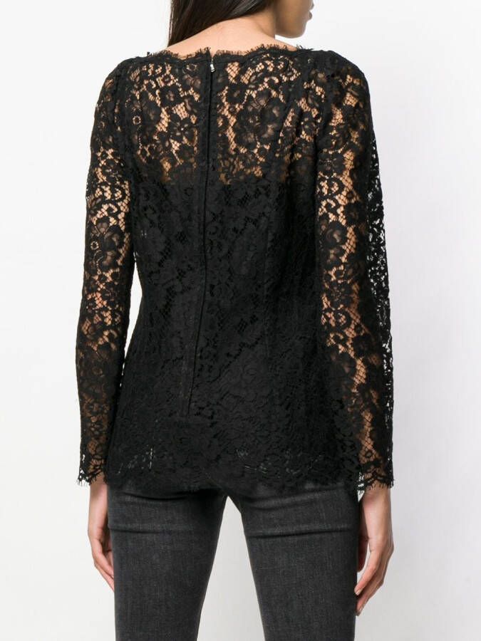 Dolce & Gabbana kanten blouse met lange mouwen Zwart