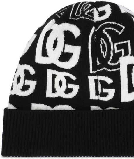 Dolce & Gabbana Muts met DG-logo van kasjmierblend Zwart