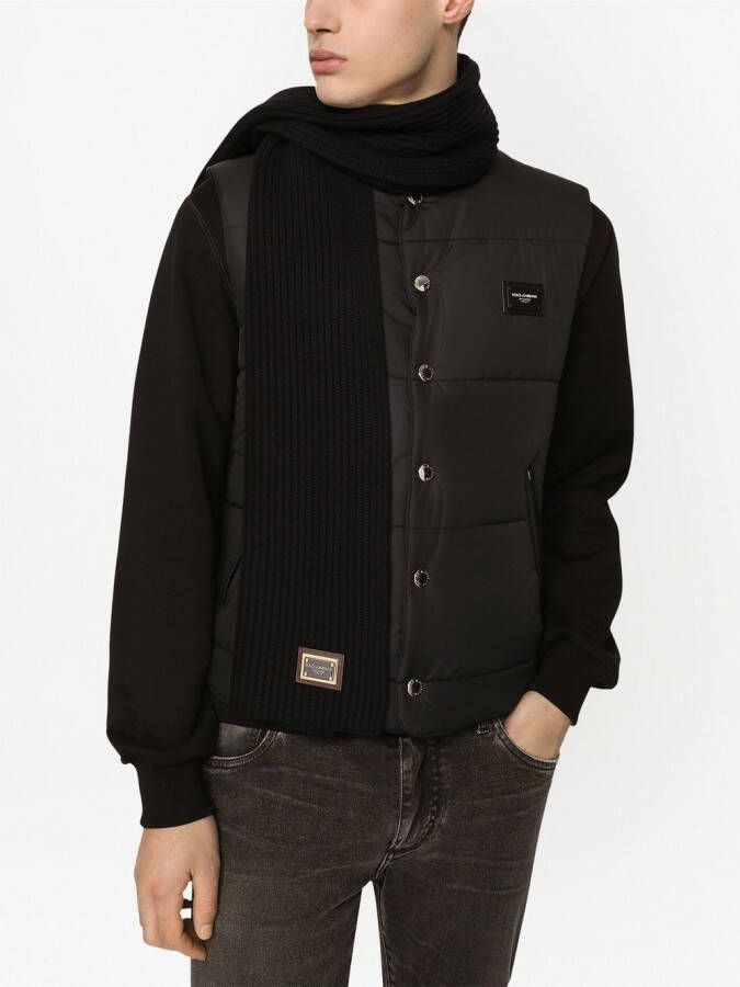 Dolce & Gabbana Kasjmier sjaal met logo label Zwart