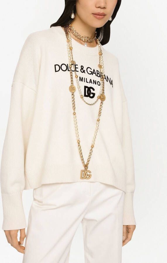 Dolce & Gabbana Kasjmier trui met logo Beige