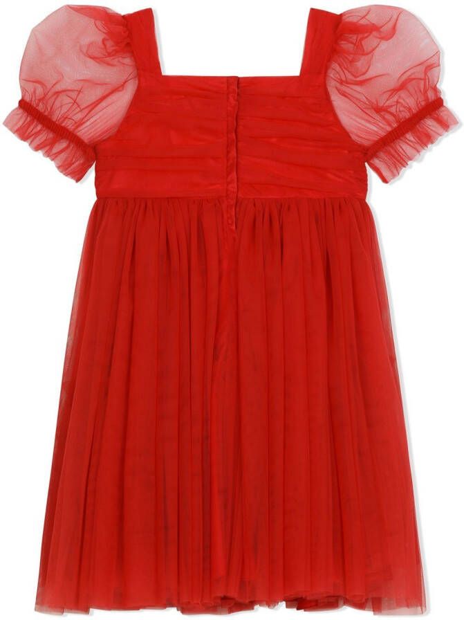 Dolce & Gabbana Kids Tulen jurk met pofmouwen Rood
