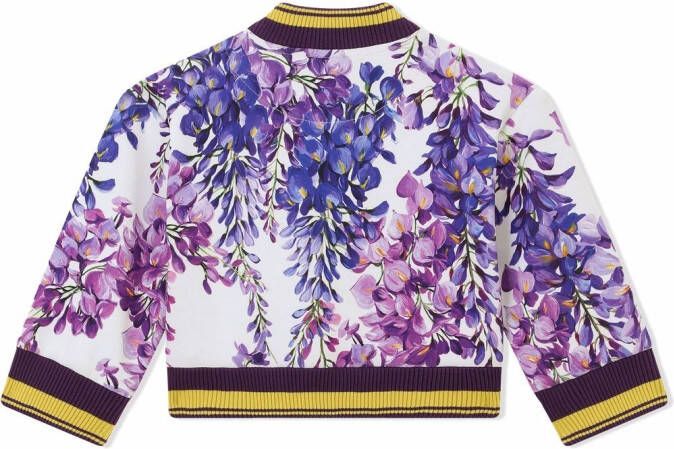 Dolce & Gabbana Kids Bomberjack met bloemenprint Wit