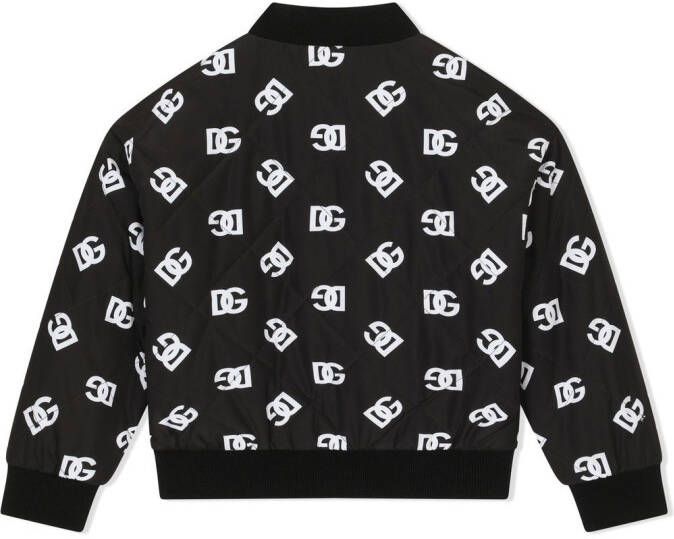 Dolce & Gabbana Kids Gewatteerd bomberjack met DG-logo Zwart