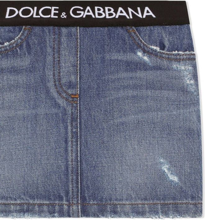 Dolce & Gabbana Kids Mini-spijkerrok met logoband Blauw