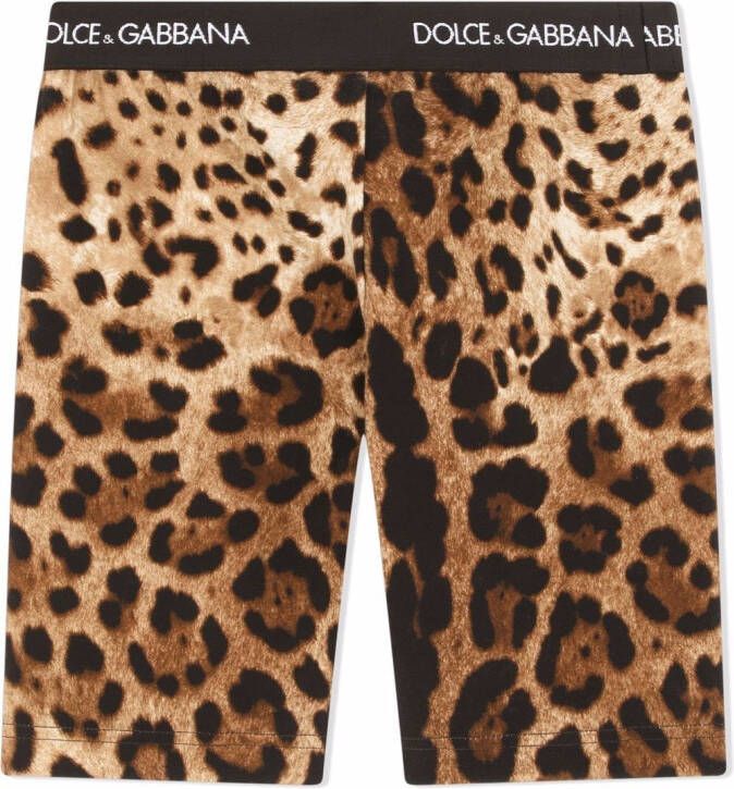 Dolce & Gabbana Kids Fietsshorts met luipaardprint Bruin