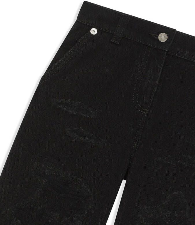 Dolce & Gabbana Kids Gerafelde jeans Zwart