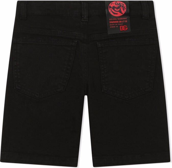 Dolce & Gabbana Kids Gerafelde spijkershorts Zwart