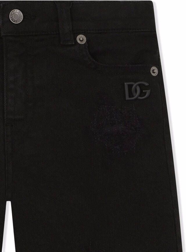 Dolce & Gabbana Kids Gerafelde spijkershorts Zwart