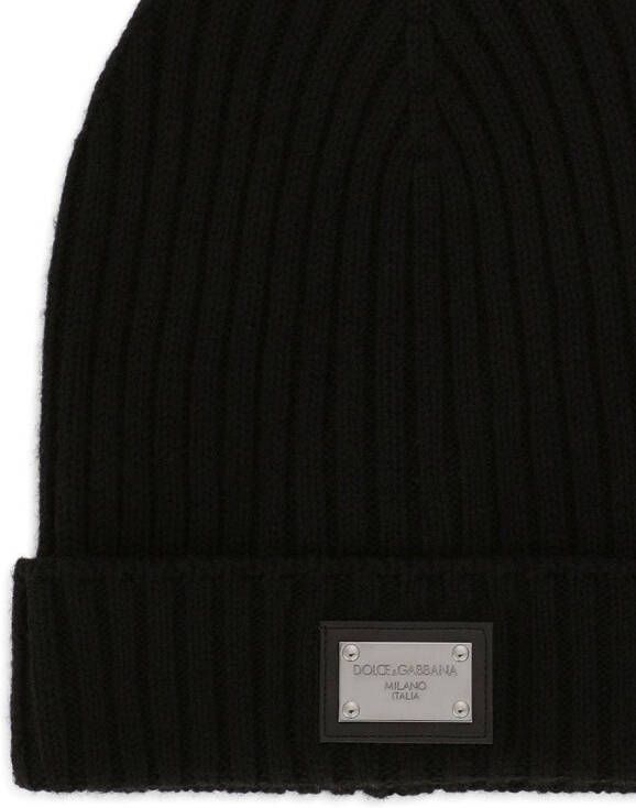 Dolce & Gabbana Kids Ribgebreide muts Zwart