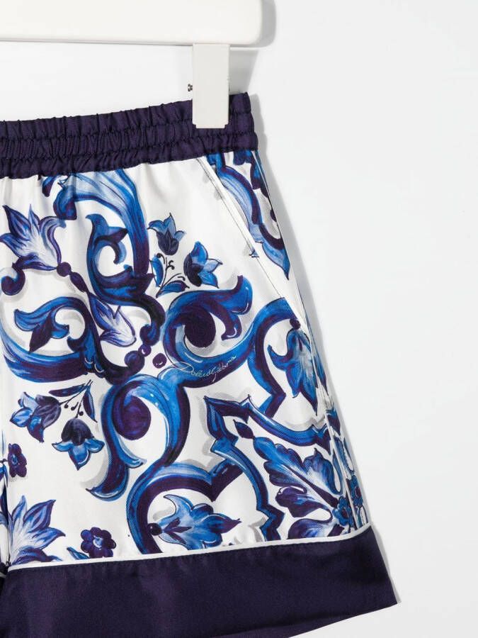 Dolce & Gabbana Kids High waist shorts Blauw