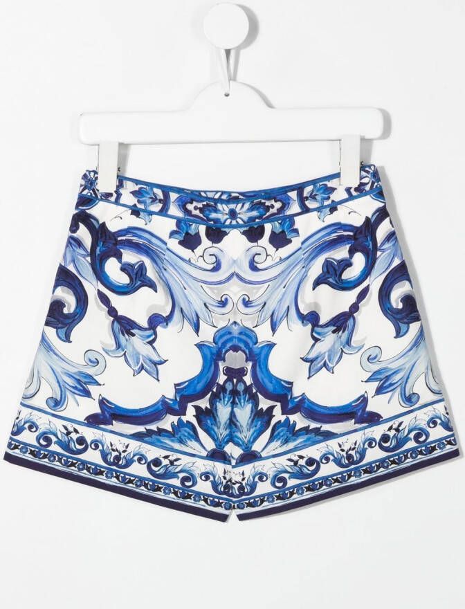 Dolce & Gabbana Kids High waist shorts Blauw