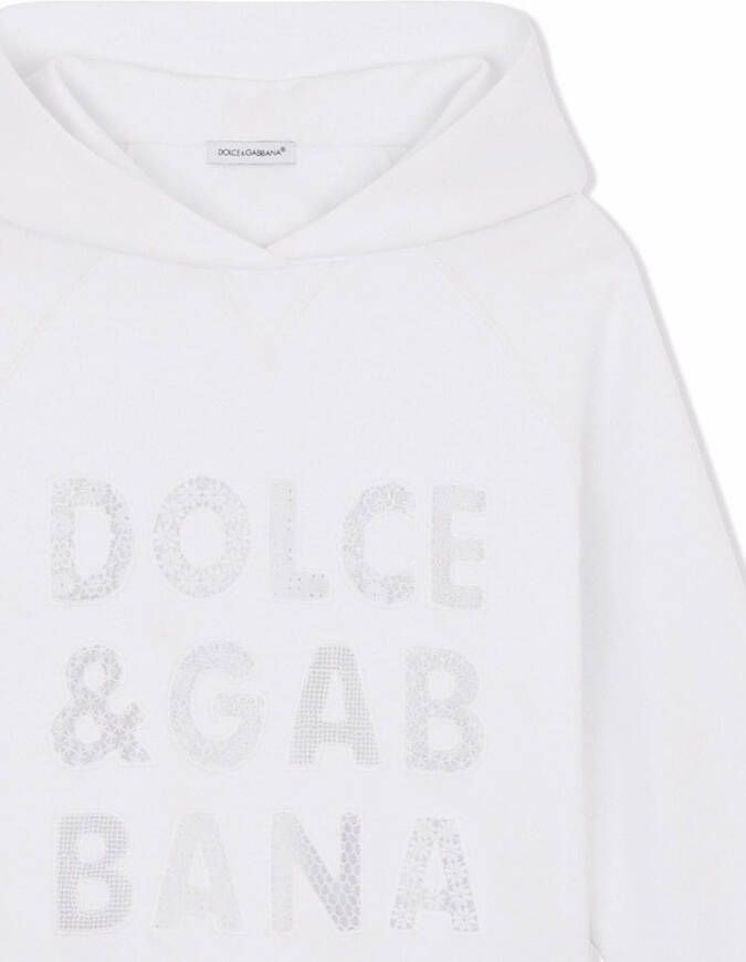 Dolce & Gabbana Kids Hoodiejurk met logo Wit