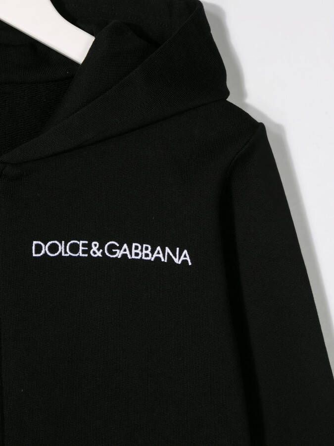 Dolce & Gabbana Kids Hoodie met geborduurd logo Zwart