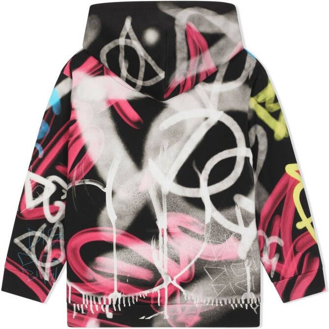 Dolce & Gabbana Kids Hoodie met graffiti-print Zwart