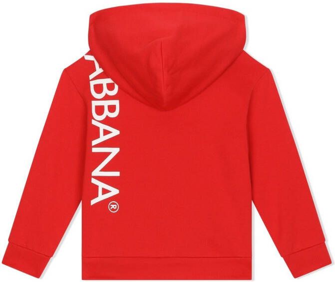 Dolce & Gabbana Kids Hoodie met logoprint en rits Rood
