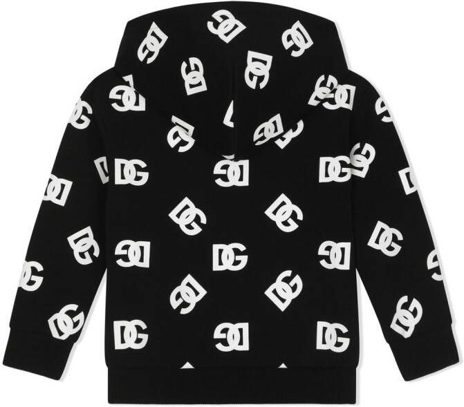 Dolce & Gabbana Kids Hoodie met logo en rits Zwart