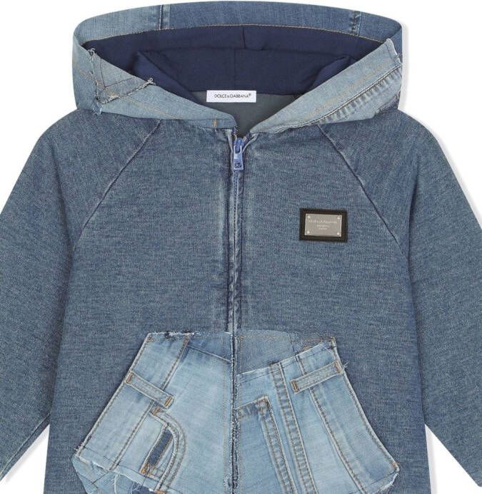 Dolce & Gabbana Kids Hoodie met logo Blauw