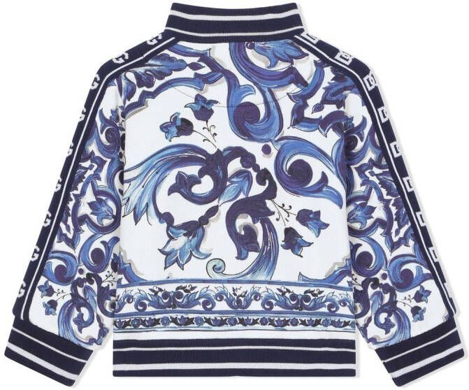 Dolce & Gabbana Kids Sweater met Majolica-print en rits Wit